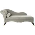 Safavieh 30 x 63 x 27.5 in. Caiden Velvet Chaise with Pillow, Grey FOX6284B